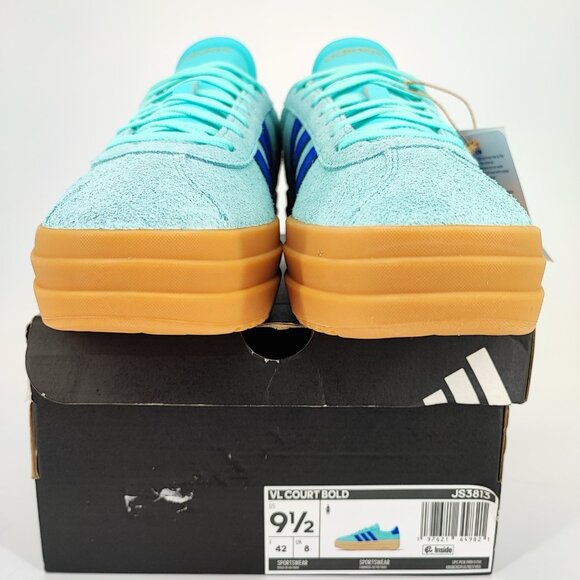 Adidas VL Court Bold Women's Size 9.5 Blue Suede Sneakers Casual JS3813 - Picture 3 of 10